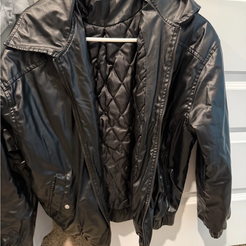 Black Quilted Bomber Jacket